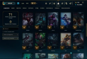Unranked com 40 Champs e 22 Skins - League of Legends LOL