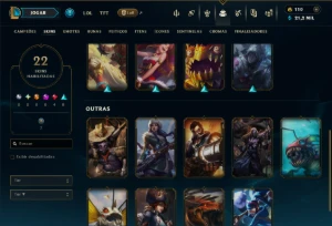 Unranked com 40 Champs e 22 Skins - League of Legends LOL