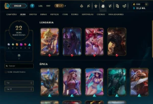 Unranked com 40 Champs e 22 Skins - League of Legends LOL