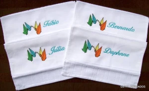 Lembrancinha Origami com Toalha, Sabonete e Tag - Artesanato e Personalizados