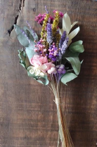 Ramo Seco Lilás e Rosa com Chuvisco e Lavanda - Artesanato e Personalizados