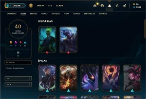Bronze 4 com 105 Champs e 40 Skins - League of Legends LOL