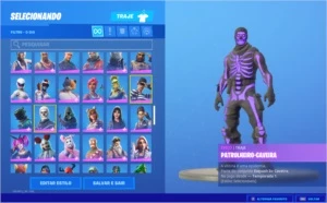 conta de fortnite 204 skins com renegade e caveirao roxo