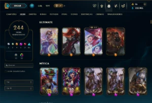 Prata 4 com TODOS os Champs e 244 Skins +3 Prestigios - League of Legends LOL