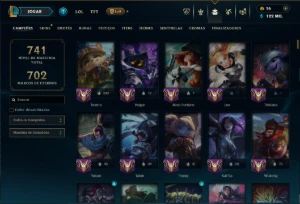 Prata 4 com TODOS os Champs e 244 Skins +3 Prestigios - League of Legends LOL