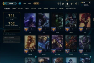 Prata 4 com TODOS os Champs e 244 Skins +3 Prestigios - League of Legends LOL
