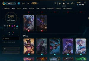 Prata 4 com TODOS os Champs e 244 Skins +3 Prestigios - League of Legends LOL