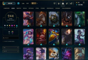Prata 4 com TODOS os Champs e 244 Skins +3 Prestigios - League of Legends LOL