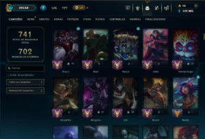 Prata 4 com TODOS os Champs e 244 Skins +3 Prestigios - League of Legends LOL