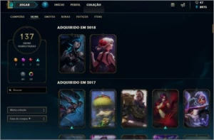 Conta diamante 5 101 campeoes 137 skins - League of Legends LOL