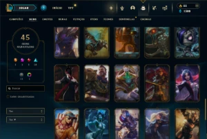 Unranked com 110 Champs e 45 Skins ( MID / SUP ) - League of Legends LOL