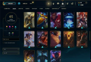 Unranked com 110 Champs e 45 Skins ( MID / SUP ) - League of Legends LOL