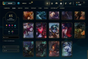 Unranked com 110 Champs e 45 Skins ( MID / SUP ) - League of Legends LOL