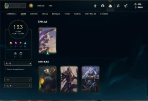 Platina 3 com TODOS os champs e 123 Skins ( MAIN SUP ) - League of Legends LOL