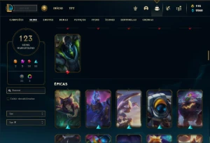 Platina 3 com TODOS os champs e 123 Skins ( MAIN SUP ) - League of Legends LOL