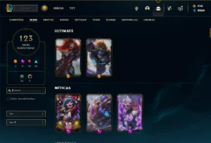 Platina 3 com TODOS os champs e 123 Skins ( MAIN SUP ) - League of Legends LOL