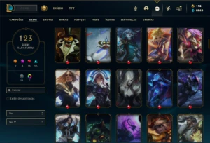 Platina 3 com TODOS os champs e 123 Skins ( MAIN SUP ) - League of Legends LOL