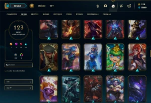 Platina 3 com TODOS os champs e 123 Skins ( MAIN SUP ) - League of Legends LOL