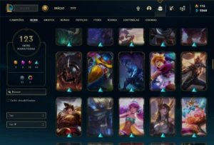 Platina 3 com TODOS os champs e 123 Skins ( MAIN SUP ) - League of Legends LOL