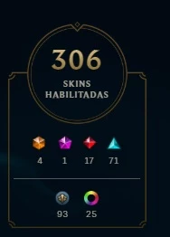 Conta lol - 306 skins (skins raras) investido mais de 3000