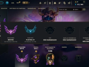 Conta mestre lol no precinho - 70%WR - 300 PDL - League of Legends