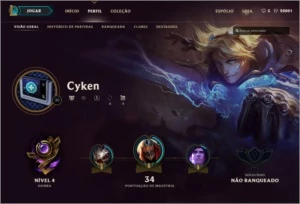Conta League of Legends unranked, 20k de IP, borda honra 4. LOL