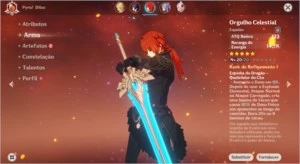 Conta AR 5 (NA), Diluc com orgulho celestial e Keqing - Genshin Impact