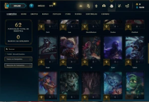 Conta Unranked com 42 Champs e 12 Skins - League of Legends LOL