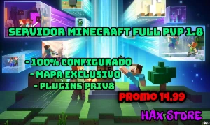 (Promo) Servidor Full Pvp 1.8 100% Configurado (Priv8) - Minecraft