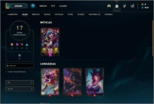Conta ouro 4 com 17 skins e 45 champs - League of Legends LOL