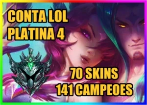 CONTA LOL 🌟 PLATINA 4 🌟 70 SKINS 🌟 141 CAMPEOES - League of Legends