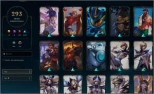 Conta unranked com 293 Skins, 30 cromas e 16 Maestria 7. - League of Legends LOL