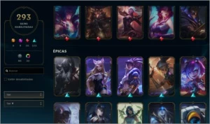 Conta unranked com 293 Skins, 30 cromas e 16 Maestria 7. - League of Legends LOL