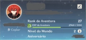 Conta GENHSIN IMPACT - Diluc - Rosaria e outros - AR 27 - Genshin Impact