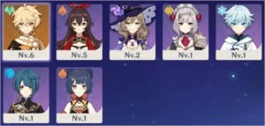 Genshin - Chongyun, Noelle e Xingqiu + Armas - Genshin Impact