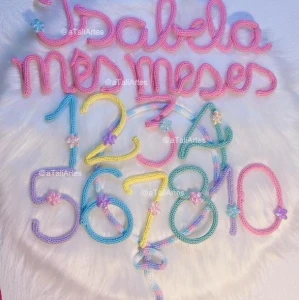 Kit Mêsversário Menina com Nome e Flores - Artesanato e Personalizados