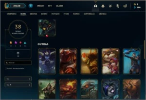 Conta prata 4 com 38 skins e 74 champs - League of Legends LOL