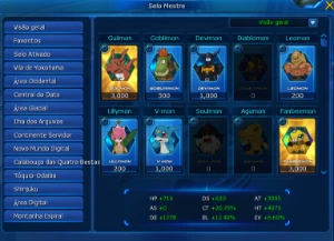 Conta End game com AOA, DB, Duke Shin, Fang Shin e mais - Digimon Masters Online DMO