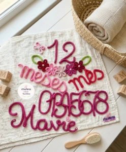 Kit Mêsversário Menina Flores em Tricotin + 1 nome - Artesanato e Personalizados