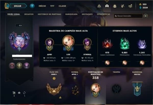Conta prata 4 com 105 Champs e 151 Skins + 1,4kk de LUX - League of Legends LOL