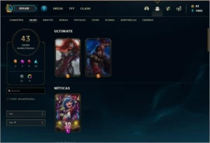 Conta bronze 1 AFUNDADA com 43 skins e 91 champs - League of Legends LOL