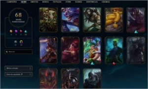 conta lol, 70 skins boas, 109 campeões,prata2, 250 reais - League of Legends