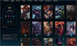 conta lol, 70 skins boas, 109 campeões,prata2, 250 reais - League of Legends