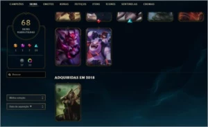 conta lol, 70 skins boas, 109 campeões,prata2, 250 reais - League of Legends