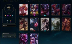conta lol, 70 skins boas, 109 campeões,prata2, 250 reais - League of Legends