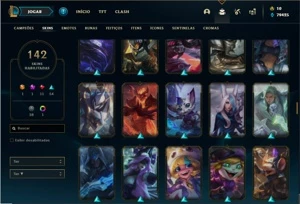 Conta Platina 4 com TODOS os champs e 141 Skins (nivel 592) - League of Legends LOL