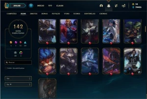 Conta Platina 4 com TODOS os champs e 141 Skins (nivel 592) - League of Legends LOL