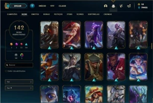 Conta Platina 4 com TODOS os champs e 141 Skins (nivel 592) - League of Legends LOL