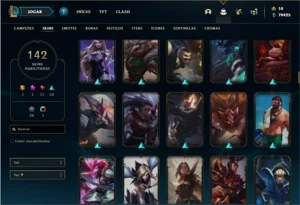 Conta Platina 4 com TODOS os champs e 141 Skins (nivel 592) - League of Legends LOL