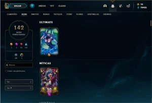 Conta Platina 4 com TODOS os champs e 141 Skins (nivel 592) - League of Legends LOL